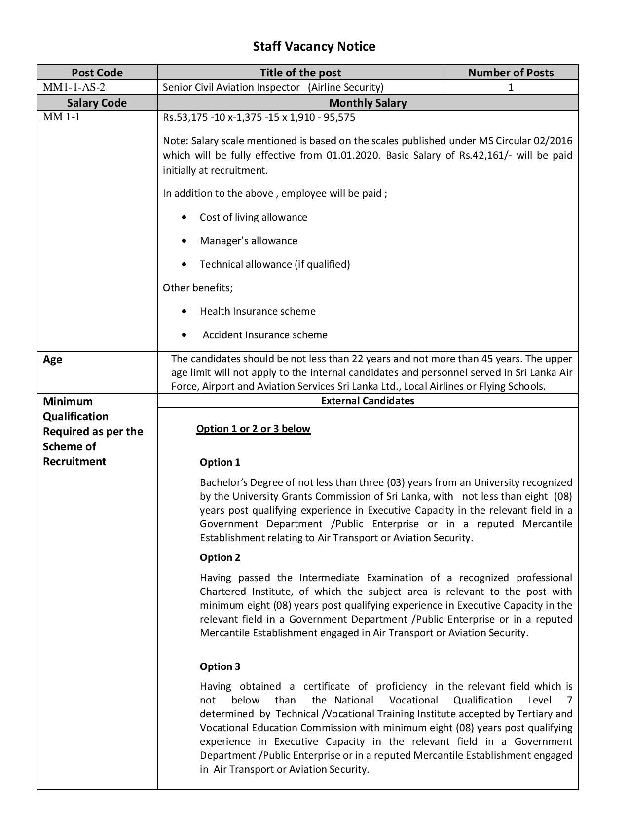 Senior Civil Aviation Inspector (Aircraft Flight Operations, Airline Security) - Civil Aviation Authority